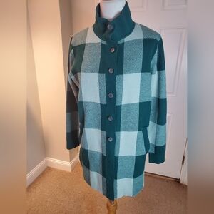 Joan Rivers Green Jacquard Plaid Button Front Cardigan